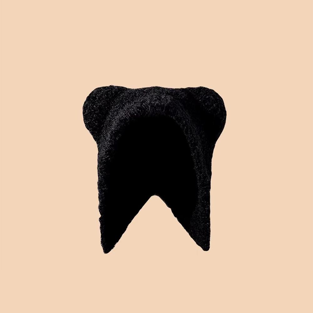 Новая зимняя шапка-пуловер в корейском стиле с милым медведем, утолщенная вязаная шапка для женщин, мягкая теплая вязаная шапка, чтобы показать маленькое лицо