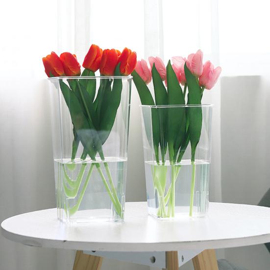 Прозрачное акриловое ведро для цветов, конический держатель для цветов, высокая ваза для цветов, центральный элемент для дома, свадьбы, гостиной, флористических композиций