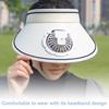 Women Summer Hat with 3 Gear Adjustment Headband Fan Empty Top USB Charging Anti-UV Wide Brim Windproof Rope Sun Protection Travel Sun Cap Gardening