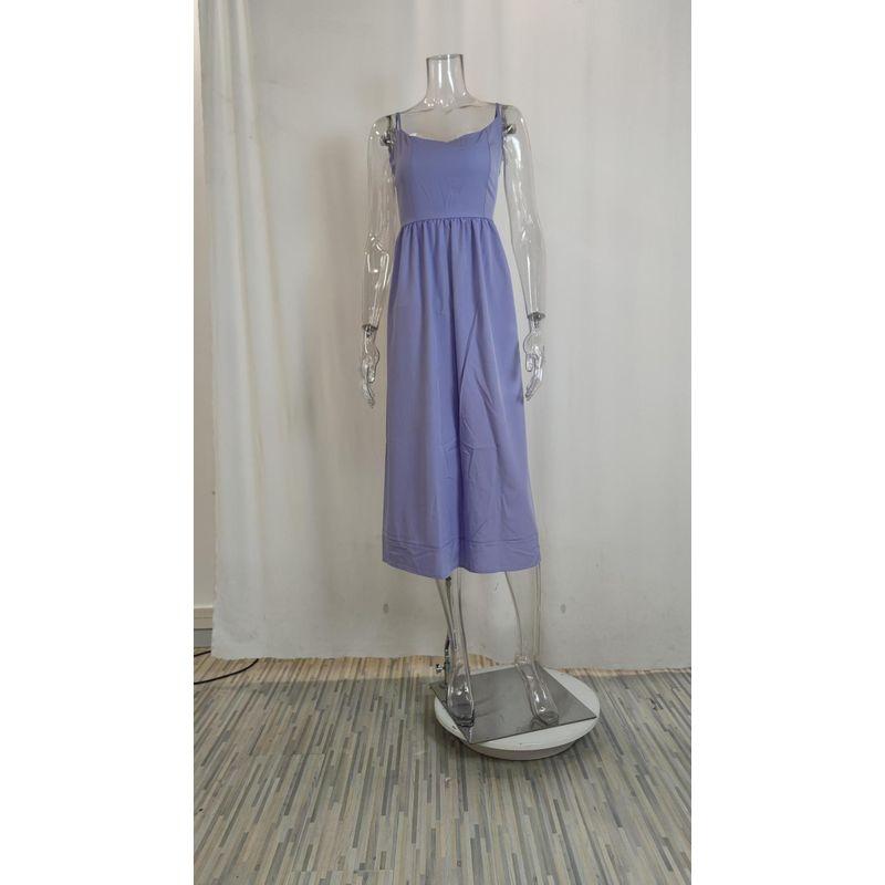 European and American Sexy Silm Waist Trimming Spaghetti Straps Dress Long Dress Sexy Bodycon Strap Midi Dress