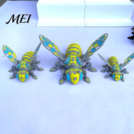Коллекционная игрушка-пчела, механическая фигурка, напечатанная на 3D-принтере, Киберпанк-Шершень, украшение с подвижными суставами насекомого, Арт-фигурка-игрушка для снятия стресса, articulated fidget desk