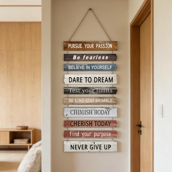 Вдохновляющий Декор Стен Декоративная Настенная Табличка в Рустикальном Стиле Деревянная Табличка на Дверь в Стиле Фермерского Дома Вдохновляющие Позитивные Цитаты Настенный Декор для Офиса Спальни Гостиной