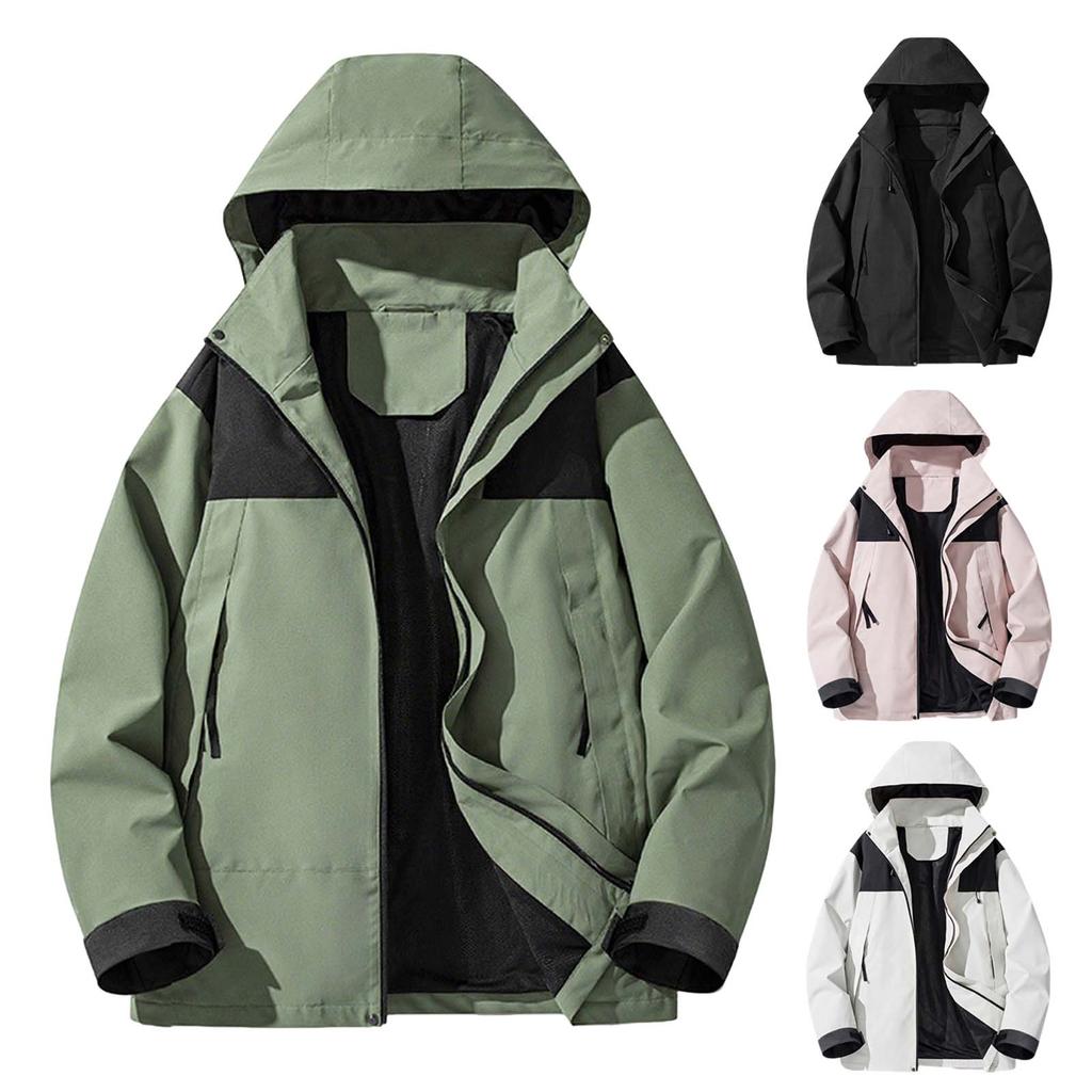 Men's Colorblock Outdoor Jacket Couple's Leisure Sports Mountaineering Camping Loose Coat