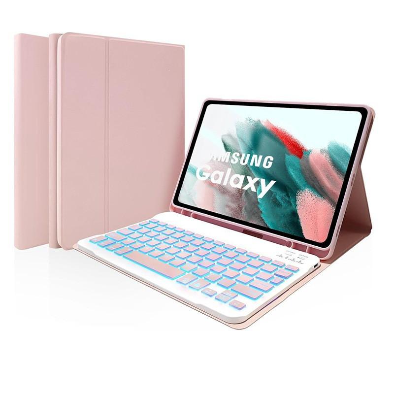A11 Plus Tablet Bluetooth Keyboard Case With TPU Cover Stand Function 3-Fold Design Backlit Travel Work Study