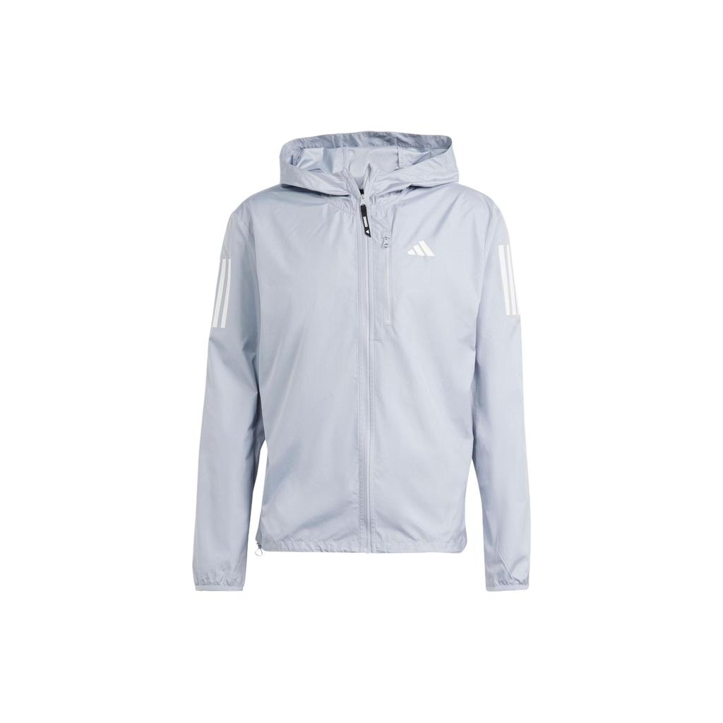 adidas Куртка-ветровка с капюшоном Own The Run с водоотталкивающей отделкой, мужская куртка светло-серебристого цвета IN1484