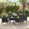 VidaXL 5-Piece Garden Dining Set with Black Poly Rattan Cushions. Square Table for 4 People 3379766