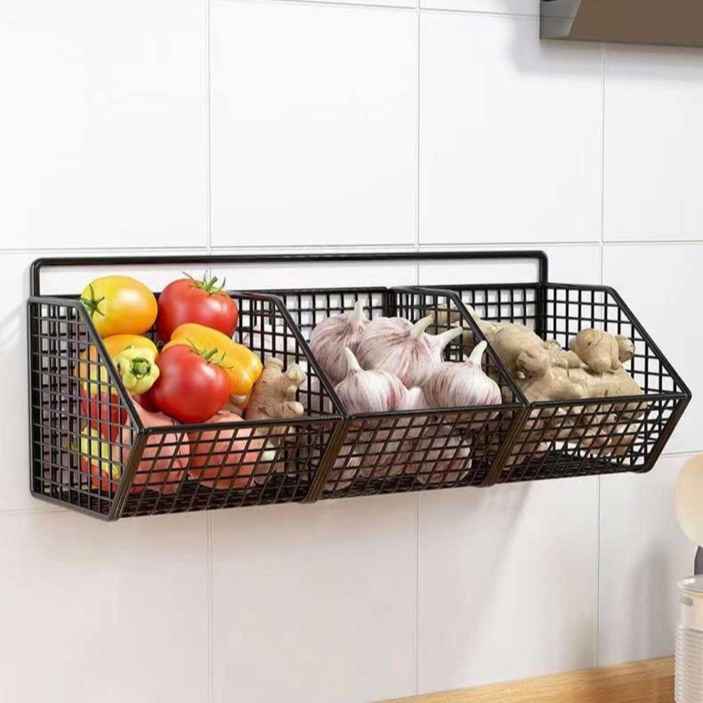 Корзина для хранения на кухне из углеродистой стали, настенная, для лука, имбиря, чеснока, полка для приправ