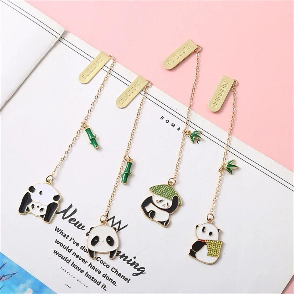 Reading Book mark for Pages Student Cute Paper Clip Metal Bookmark Panda Pendant Panda Bookmark