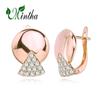 MINTHA Clip Earrings Trendy Rose Gold Color Wedding Daily Fashion Jewelry Geometry Cubic Zirconia Round Earrings For Women Bridal Earrings