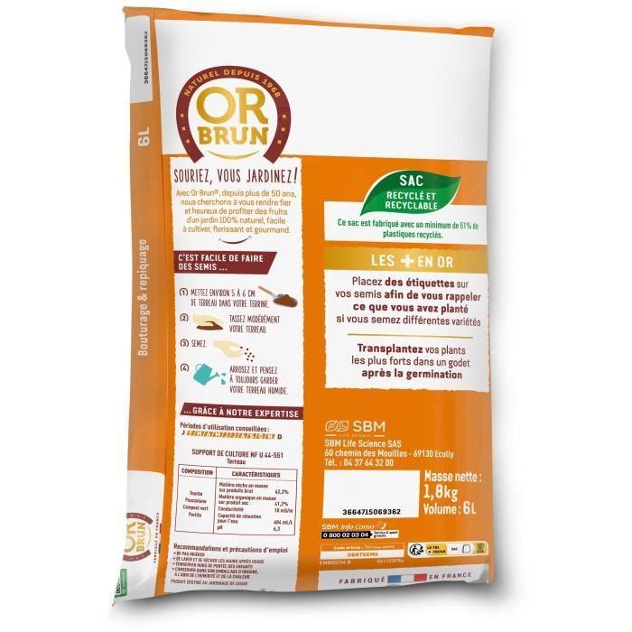 Terreau Semis - OR BRUN - OBRTSEM6U - 6L - Améliore le Drainage - Rétention d'Eau Optimale