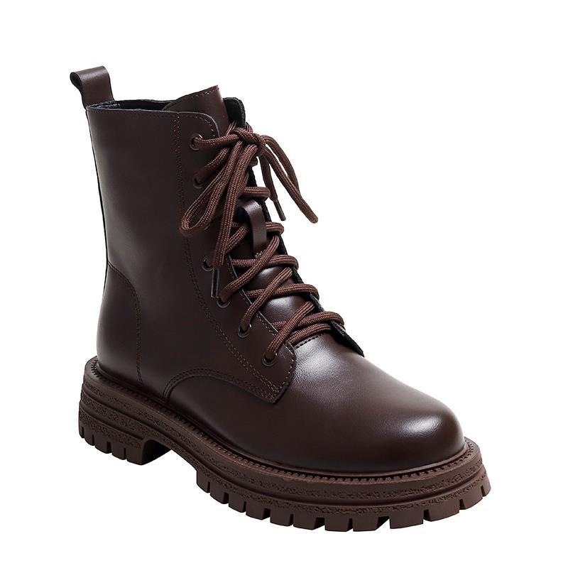 To Winter, Platform Martin Boots Women's Explosive Mid-tube Boots Women's Shoes Large Size New Velvet Short Boots Spring and Autumn Fashion and