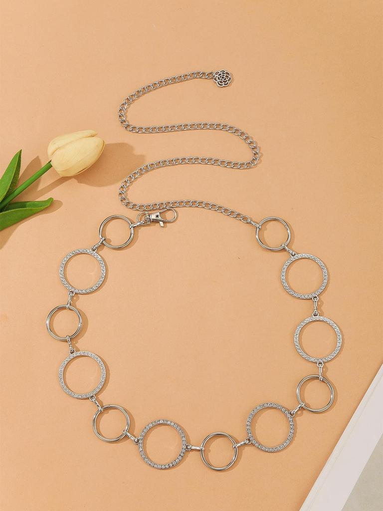 Европейское и американское универсальное платье с цепочкой на талии и высококлассными металлическими кольцами - элегантный женский аксессуар