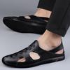 Summer Business Leather Sandals with Breathable Soft Soles Men Outdoor Casual Flats Fashion Sandals Genuine Leather Beach Shoes
