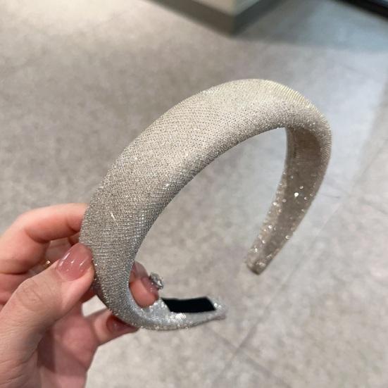 Women Headband Sparkling Rhinestones Sponge Thickened Filling Non-Slip Design Hair Hoop Flexible Fit Hair Accessory