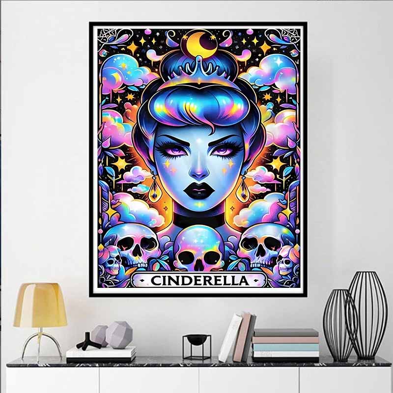 Disney Diamond Painting Cinderella Dark Neon Style Illustration Mosaic Art DIY Cross Stitch Embroidery Set Full Diamond Home Decor Gift