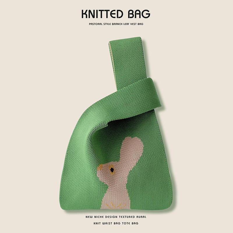 Вязаная сумка через плечо с кроликом, ручная сумка большой емкости с подарочной сумкой для рук