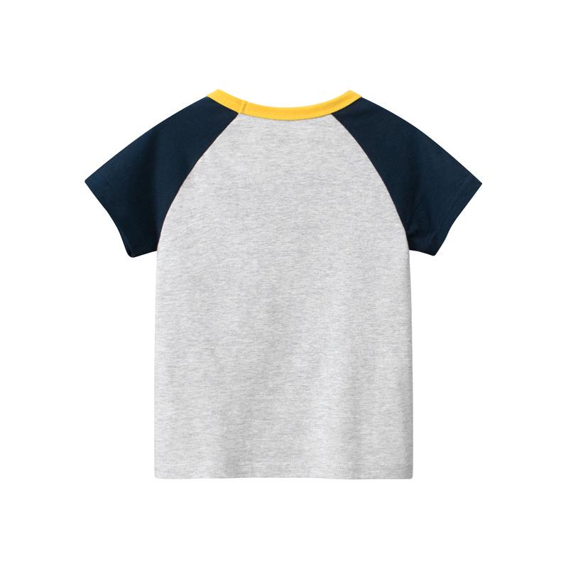 27kids 2025 Летняя футболка для мальчиков в корейском стиле с коротким рукавом для малышей