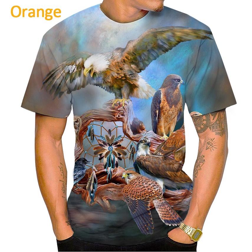 Новая футболка с коротким рукавом с принтом орла 3D, повседневная футболка с принтом животных орла в стиле хип-хоп и рок, креативная футболка с круглым вырезом