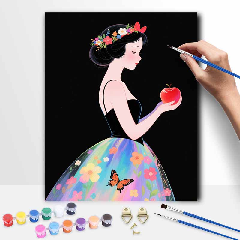 Disney oil painting hand painting coloring painting handmade diy home decoration gift princess apple floral butterfly