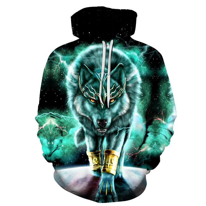 Животный узор Howl Wolf 3D Printing Hoodie Мужские толстовки Женские пальто Зимние толстовки Oversize Top
