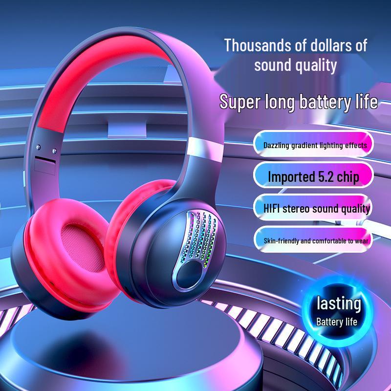 Bluetooth-ободок-наушники KE-12 со светодиодной подсветкой, HIFI Super Bass и долгим временем автономной работы