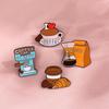 I Love Coffee Enamel Brooch Coffee Bean Lapel Pins Croissant Coffee Machine Bag Creative Coffee Metal Badge Jewelry Friend Gift