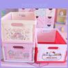 Коробка для хранения из пластика, складная, настольная, с рисунком Hello Kitty, Kuromi, Cinnamoroll, для хранения в спальне и гостиной