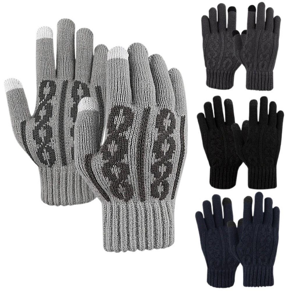 Jacquard Knit Touchscreen Gloves Synthetic Fabric Knit Gloves New Winter Gloves Outdoor Activities