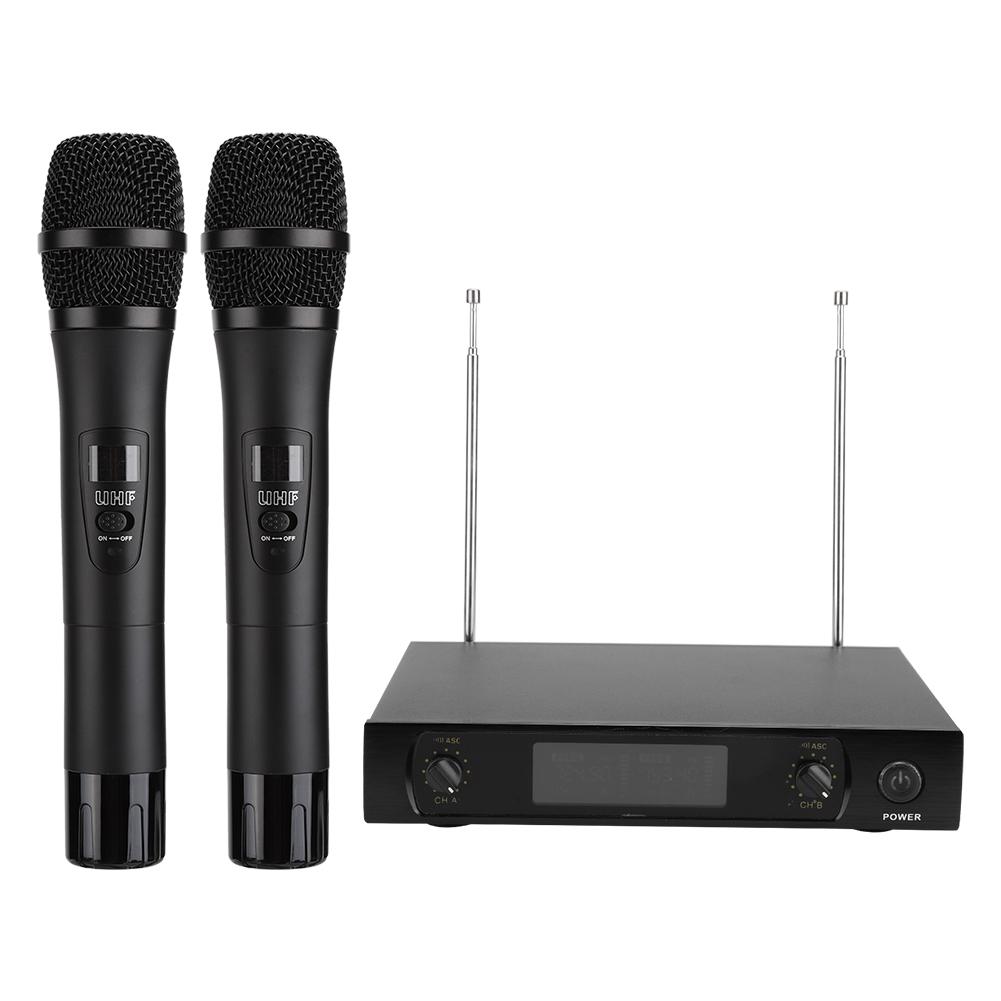 Портативный беспроводной микрофон UHF Handheld Dual для караоке, свадеб, публичных выступлений, вилка США