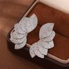 ZAKOL Unique Full Micro Cubic Zirconia Leaf Stud Earrings Gorgeous Shiny CZ Flower Women Engagement Wedding Zircon