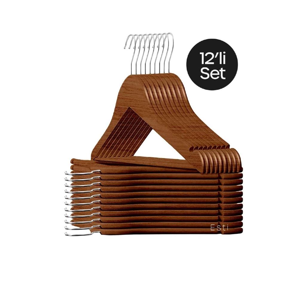 12 шт. - Деревянные пластиковые качественные коричневые вешалки для одежды