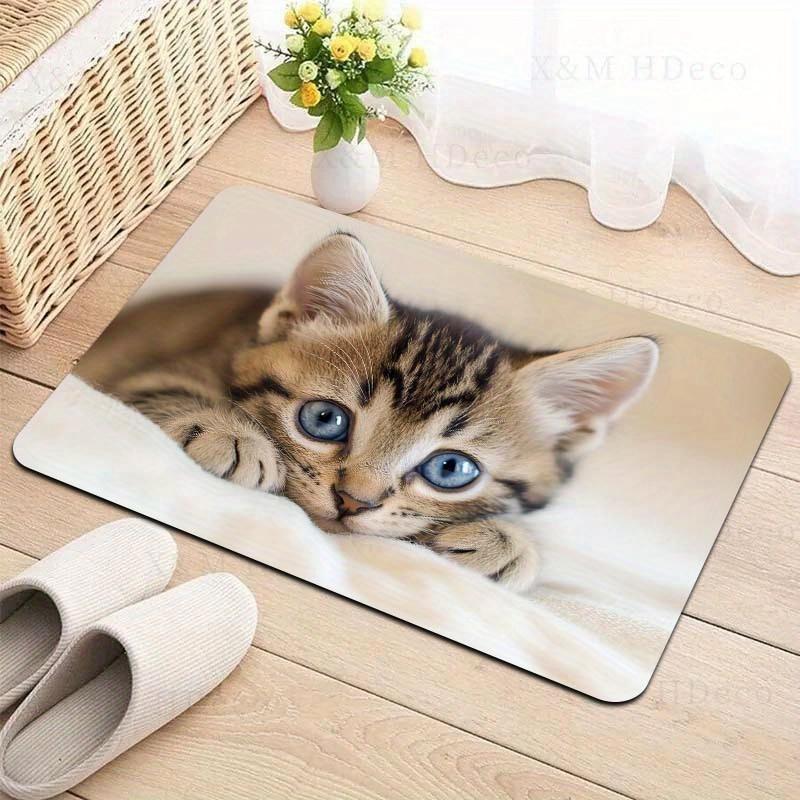 1Pcs Anti Fatigue Kitchen Rugs, Cat Print Waterproof Non-Slip Thick Cushioned Kitchen Mat Heavy Duty Comfort Standing Mat for Kitchen