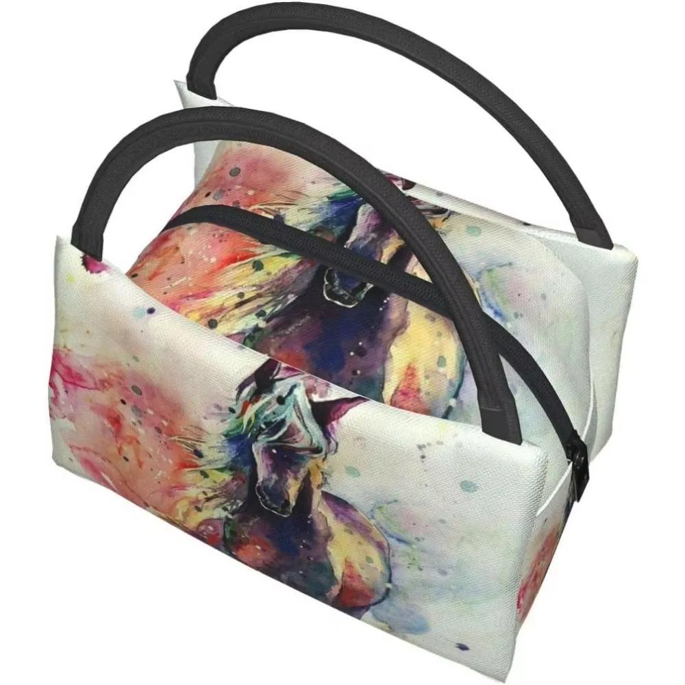 Сумка для ланча с акварельной лошадью, сумка-тоут для мужчин и женщин, ланч-бокс, многоразовый изолированный контейнер для ланча, работа, пикник или путешествие