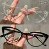 2PCS New Cat Eye Frame Anti-blue Light Flat Light Mirror Fashionable High-end Personalized Glasses Frame  Glasses Woman