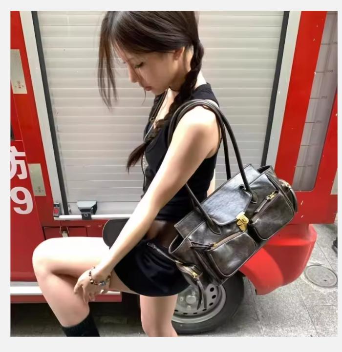 Уличные кофейные сумки через плечо кошелек женский ретро горячие девушки повседневные сумки кроссбоди сумочка женская осень зима сумка Y2k