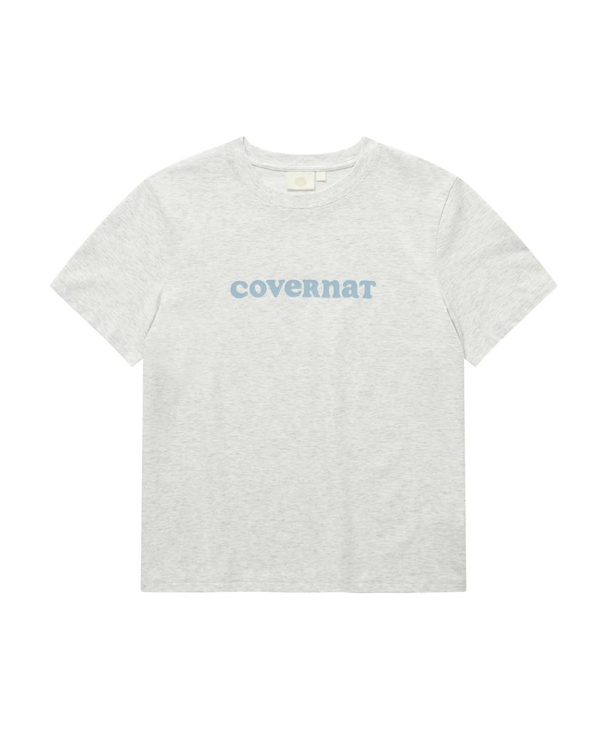 COVERNAT WOMAN Хлопковая футболка с логотипом Cooper, меланжево-серый