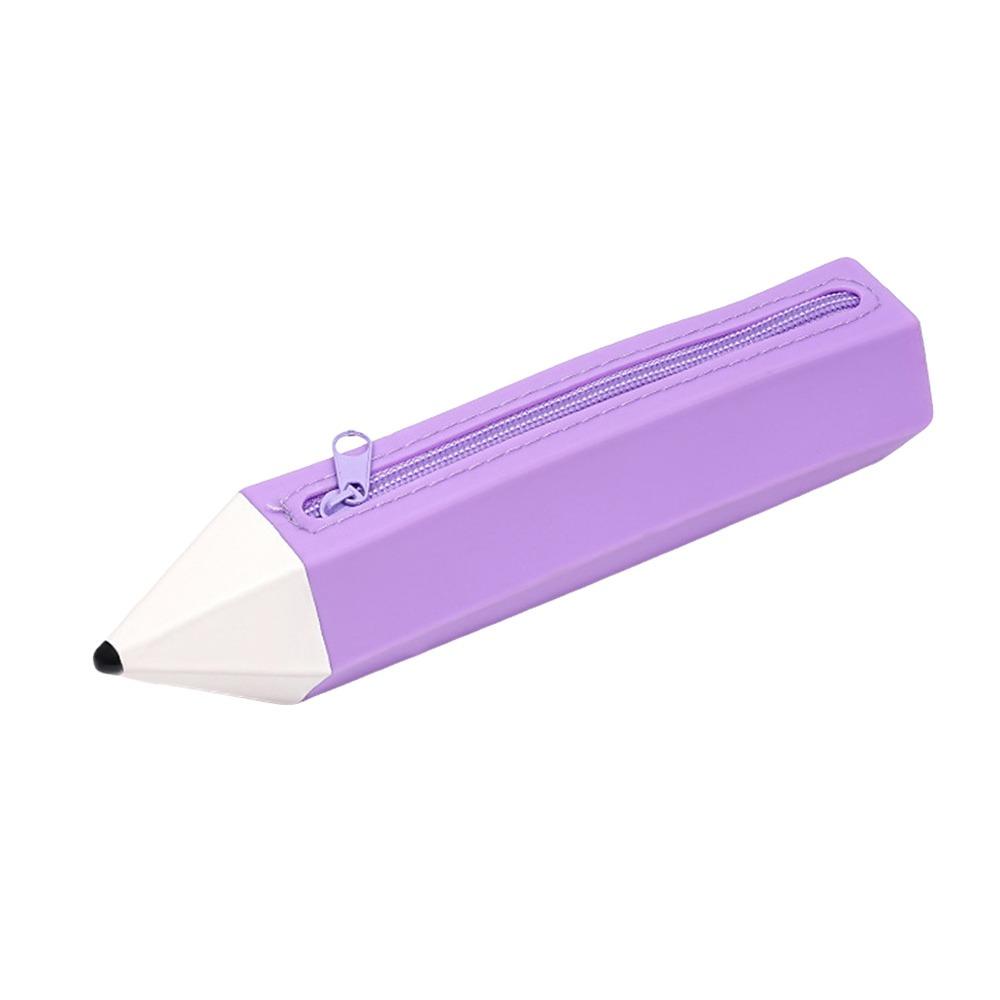 Pencil Shape Pen Bag Silicone Stationery Organizer Multi-functional Stationery Pouch Gift