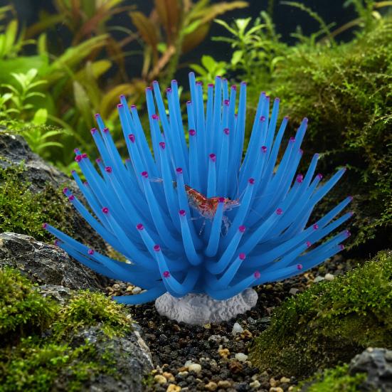 Silicone Sea Anemone Realistic Blue Actinian Fish Tank Flexible Actinia