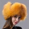 Шапка из натурального меха, женская теплая пушистая шапка-бомбер из натуральной лисы, шапка-ушанка из натуральной кожи, стильная ветрозащитная уличная зимняя шапка-ловушка