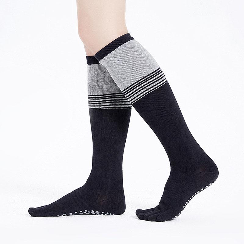 Длинные нескользящие чулки с пятью пальцами, высокие носки до колена, женские, осенние, зимние, спортивные, танцевальные, йога, пилатес, носки с пальцами