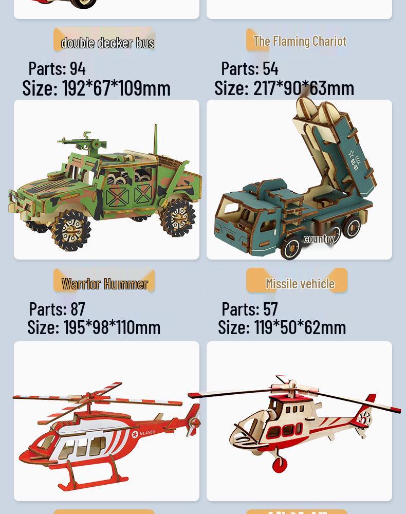 European Wooden Camper Van Jigsaw Puzzle - 3D DIY Assembly Car Model for Children