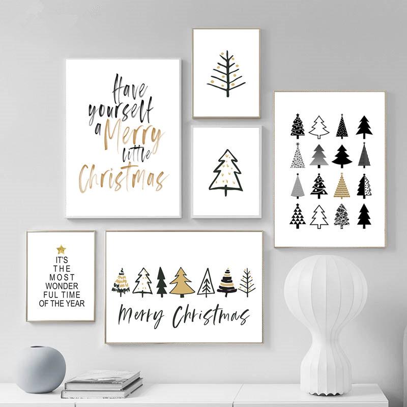 Рождественская картина, украшение, постер с Рождеством и принтом, Рождественская елка, настенная живопись на холсте, украшение для дома, подарок на праздник