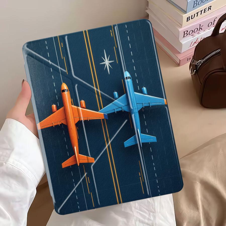 Чехол-планшет для iPad Pro 11-го 10-го 9-го 8-го 7-го 12,9 дюйма Mini 6 7 Pro 2025 Air 4 5 M3 M2 1 2 M4 11 дюймов с дизайном взлетно-посадочной полосы самолета с двумя плоскостями