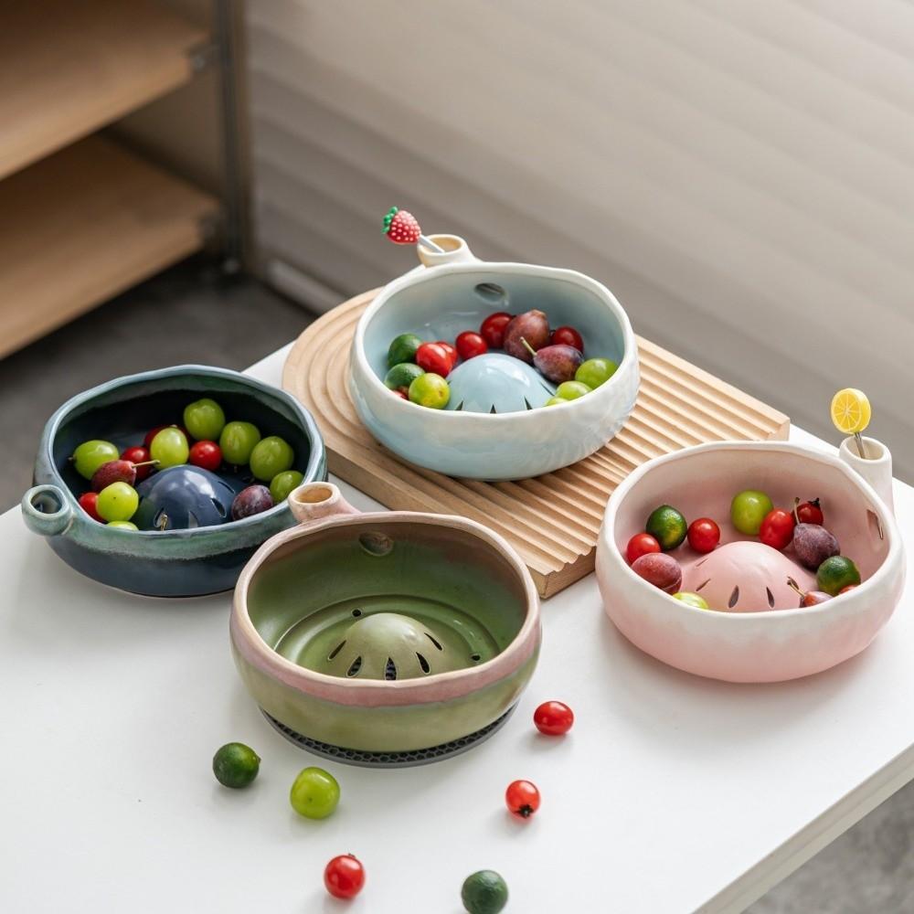 Self Spinning Berry Swirl Bowl Ceramic Fruit Rinse Bowl Easy Clean Berry Colander Bowl  Fruits