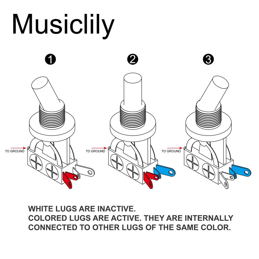 Musiclily 3-позиционный метрический тумблер короткого типа для гитары Les Paul Knob, золотой/кремовый