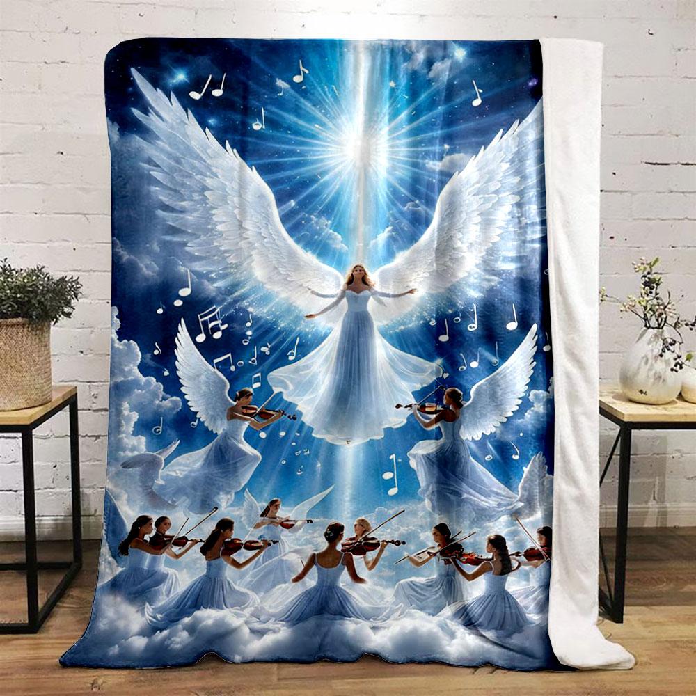 Angelic Violin Choir Blanket Printed Blanket for Living Room Bed Couch lunch break Soft Cozy Blanket for Friend's festival Gift