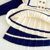 Jaydyequ Casual Perfect for Shrine and Navy Size 110cm Girls' Spring/Autumn/Winter Dress, Knitwear, Sailor-Style Dress, Weddings, Visits, Recitals,