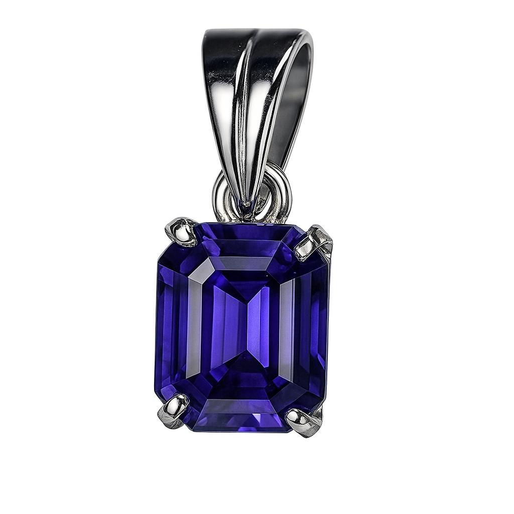 20.05 Ct Natural Blue Sapphire Emerald 925 Sterling Silver Pendant