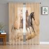 Running Horse Animal Sheer Voile Curtains Modern Window Treatment Chiffon Tulle Curtains For Kitchen Living Room Bedroom Decor