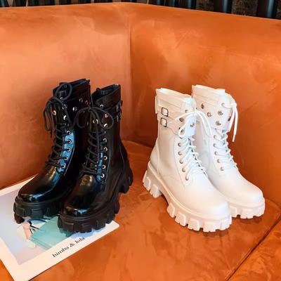 Звездные ультралегкие ботильоны на платформе в стиле локомотива, женские ботинки Мартин, женские короткие белые ретро ботильоны средней высоты, ботинки челси